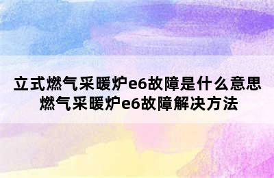 立式燃气采暖炉e6故障是什么意思 燃气采暖炉e6故障解决方法